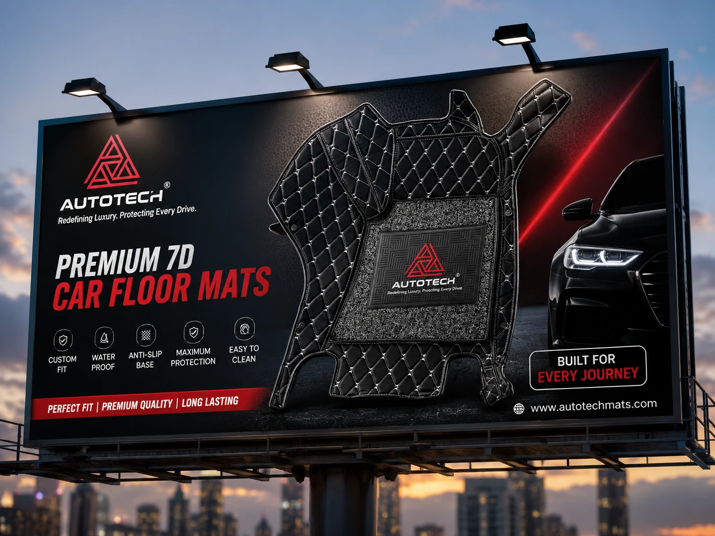 AutoTech 7D car floor mat fitted in the driver footwell